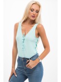 Turquoise bodysuit with ties 3554 - Online store - Boutique